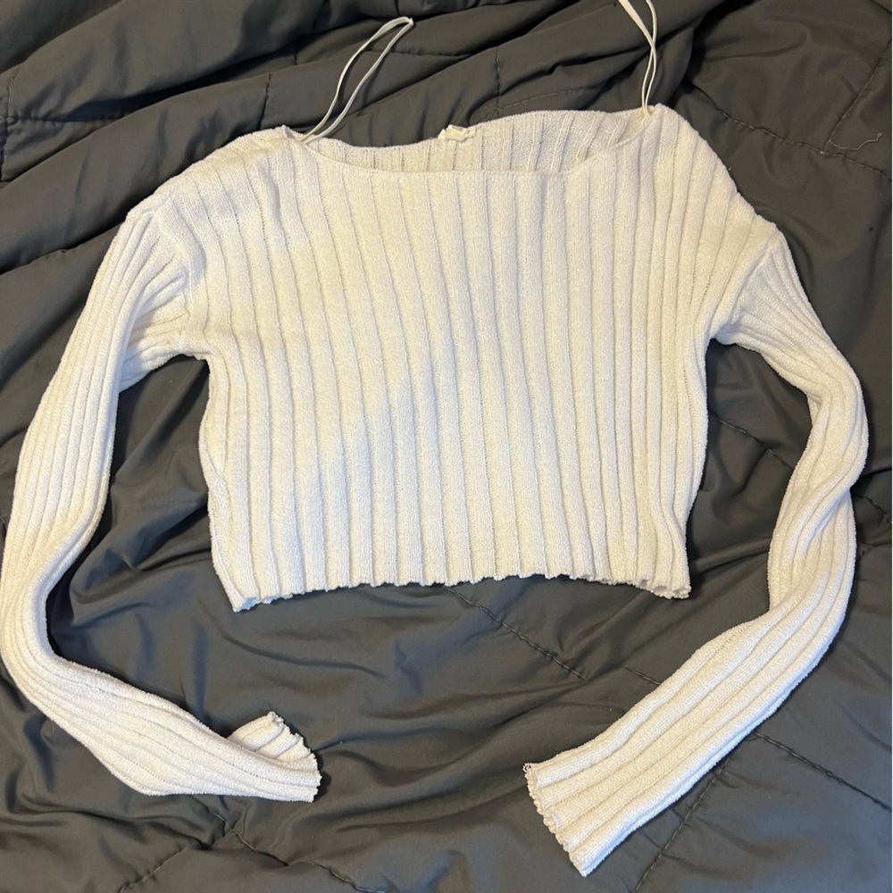 Soft Ribbed White Sweater